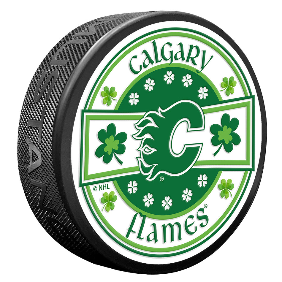 Calgary Flames Lucky St. Patricks Day Puck