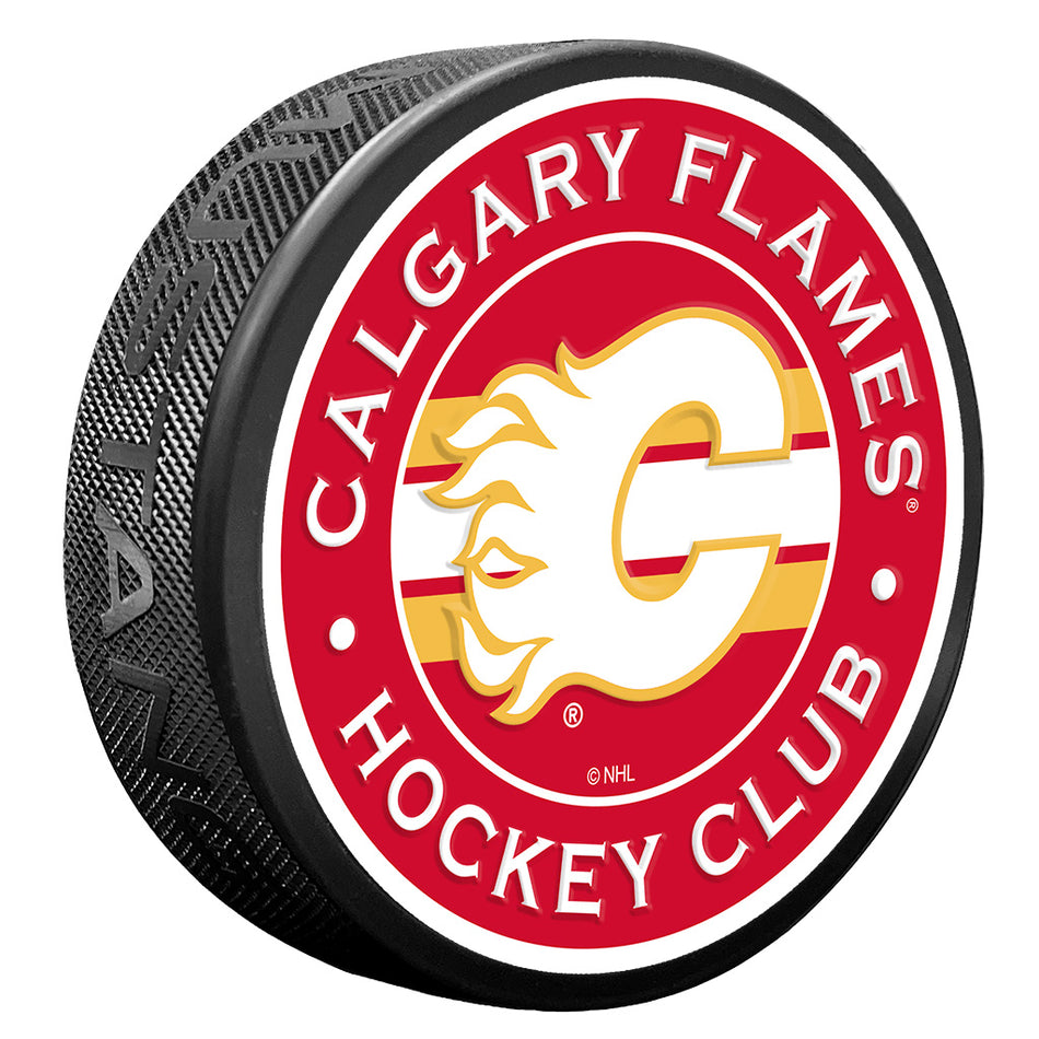 Calgary Flames Puck - Stripe Design