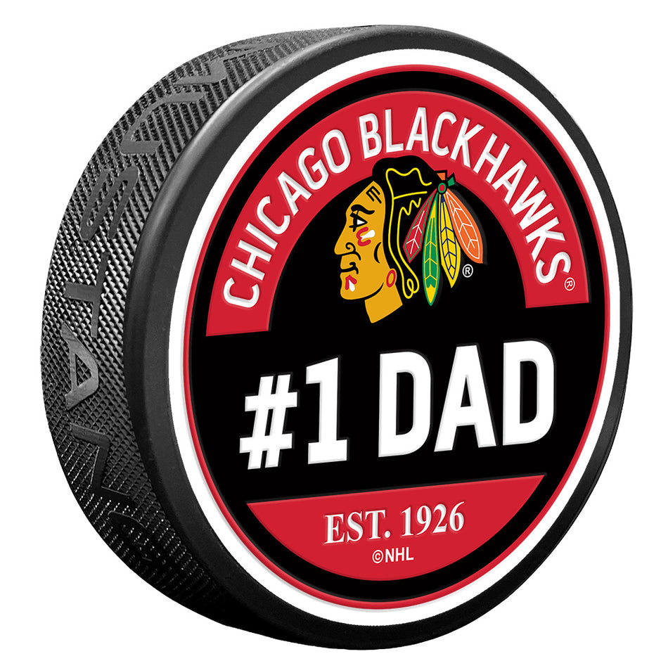 Chicago Blackhawks Puck - #1 Dad Design