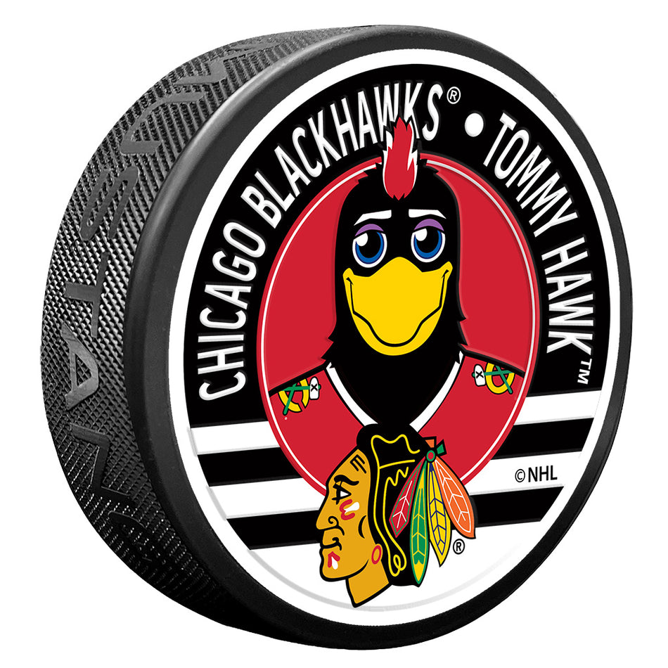 Chicago Blackhawks Tommy Mascot Textured Puck