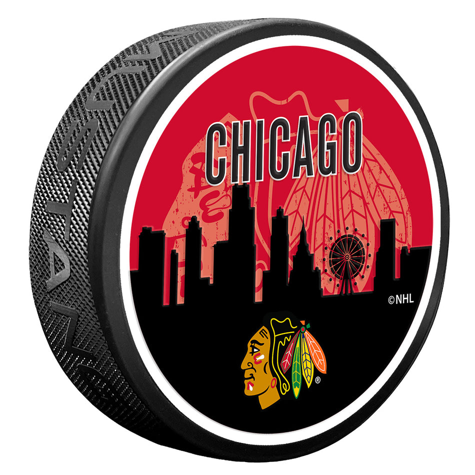 Chicago Blackhawks Skyline Puck