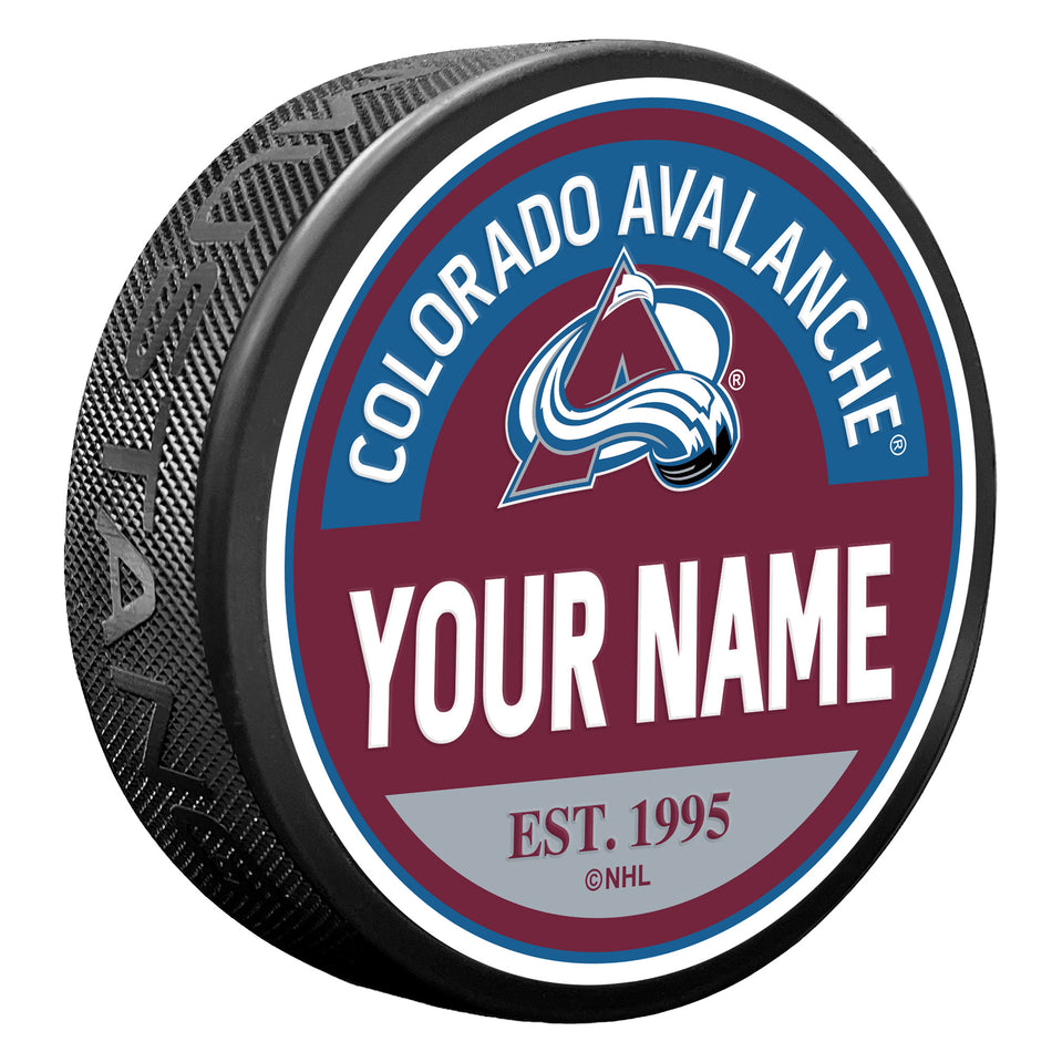 Colorado Avalanche Block Textured Personalized Puck