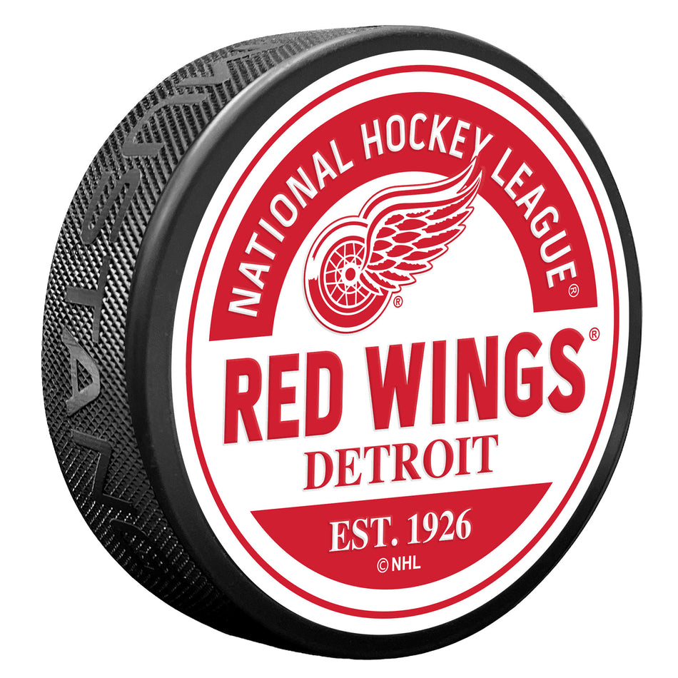 Detroit Red Wings Puck - Block Design