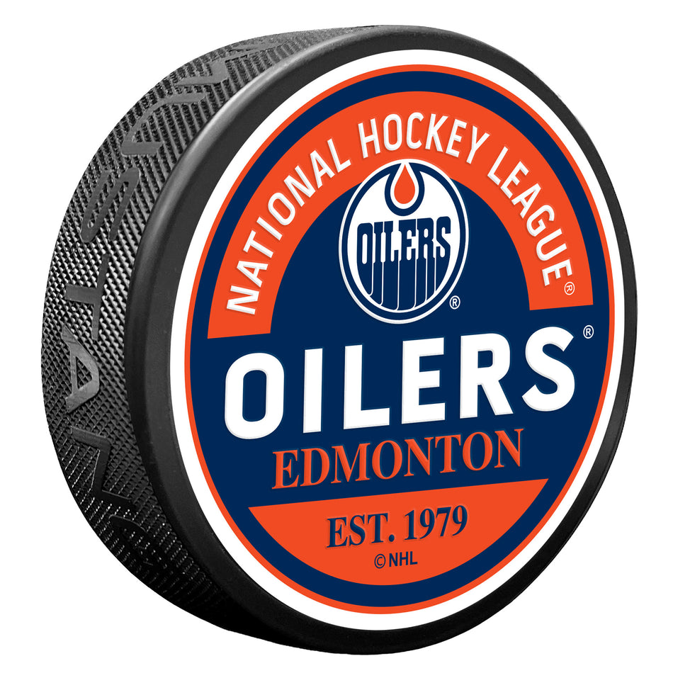 Edmonton Oilers Puck - Block Design