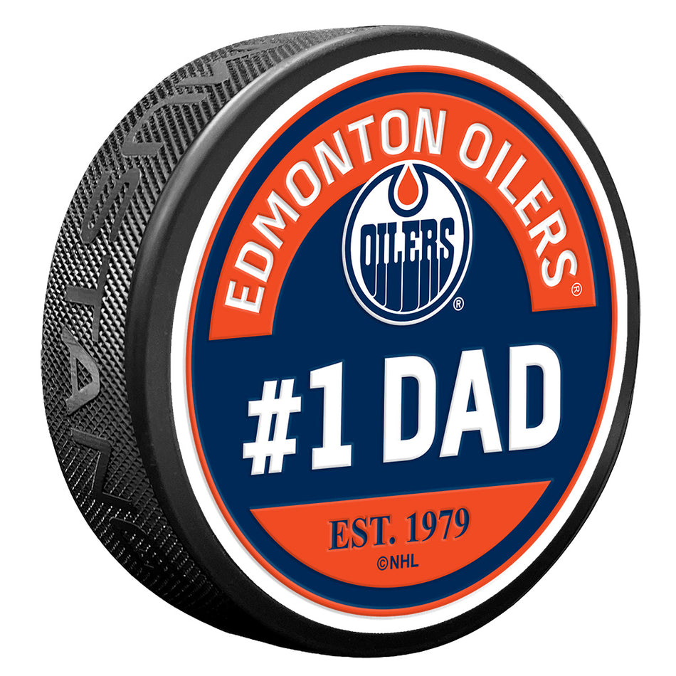 Edmonton Oilers Puck - #1 Dad Design