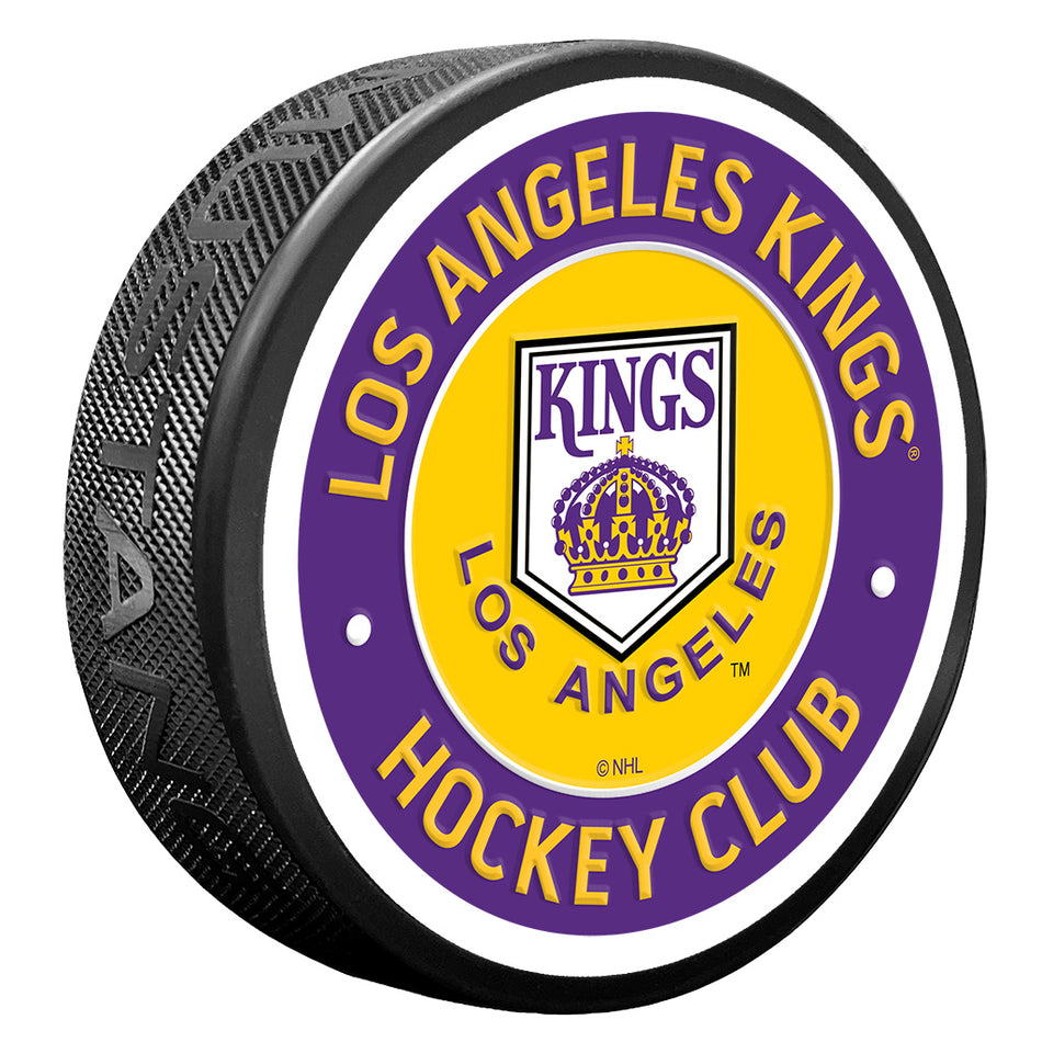 Los Angeles Kings Yellow Vintage Striped Textured Puck