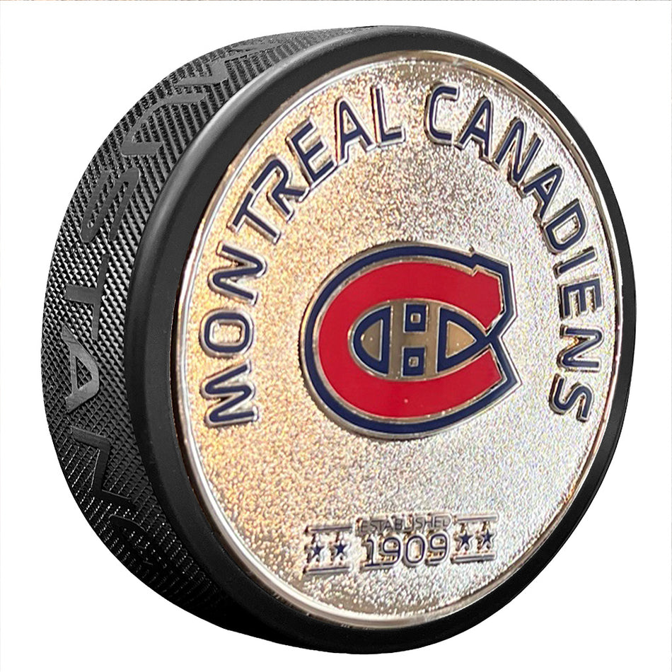 Montreal Canadiens Puck - Established Silver Medallion