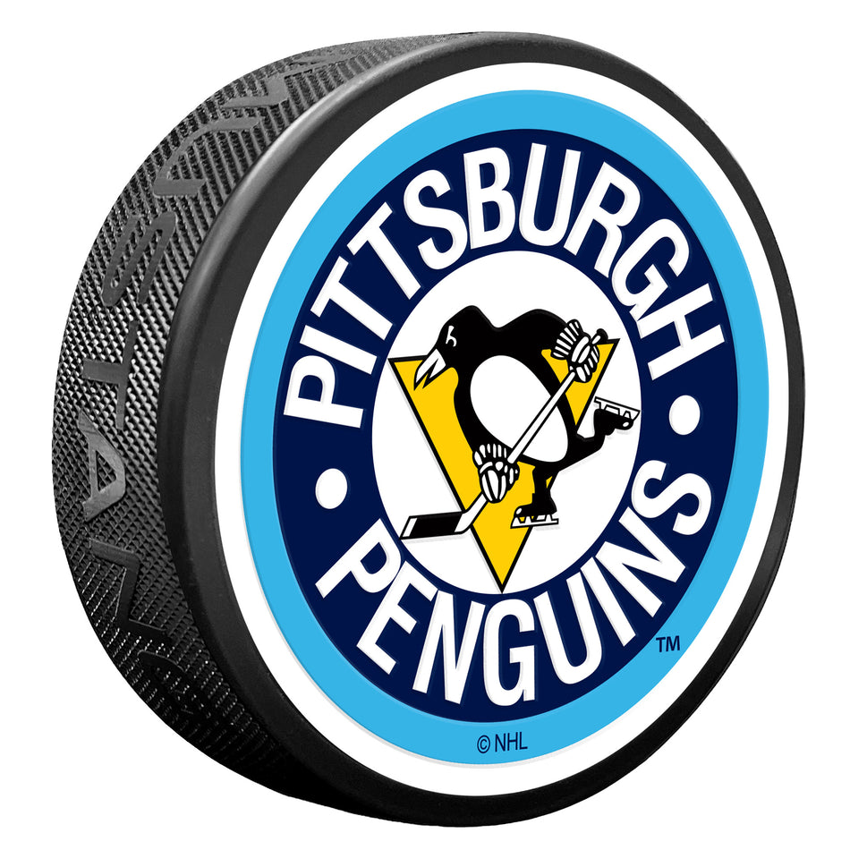 Pittsburgh Penguins Vintage Striped Textured Puck