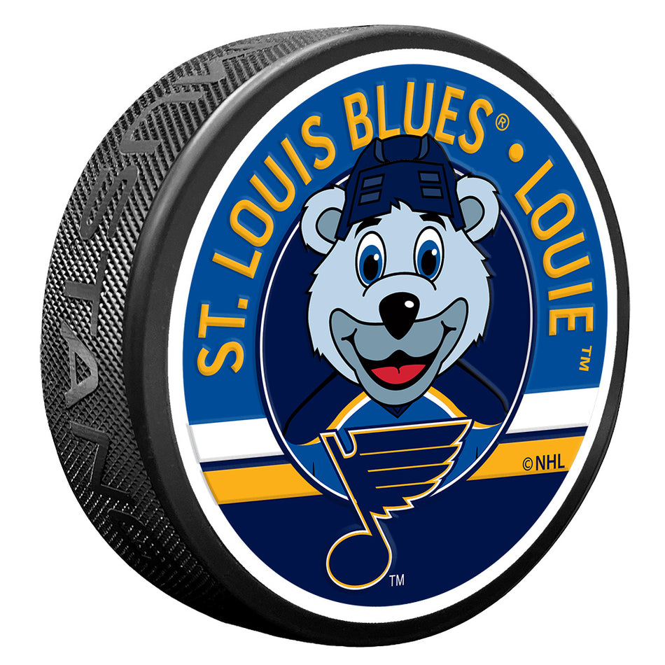 St. Louis Blues Louie Mascot Textured Puck