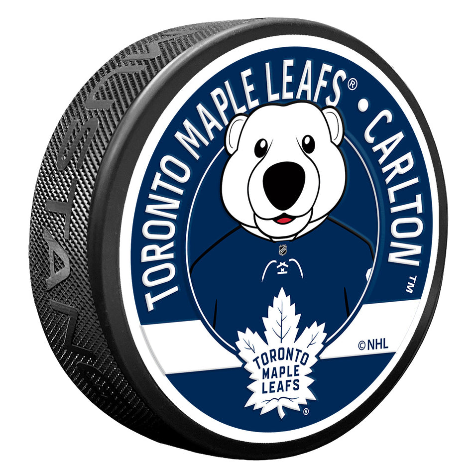 Toronto Maple Leafs Carlton Mascot Textured Puck