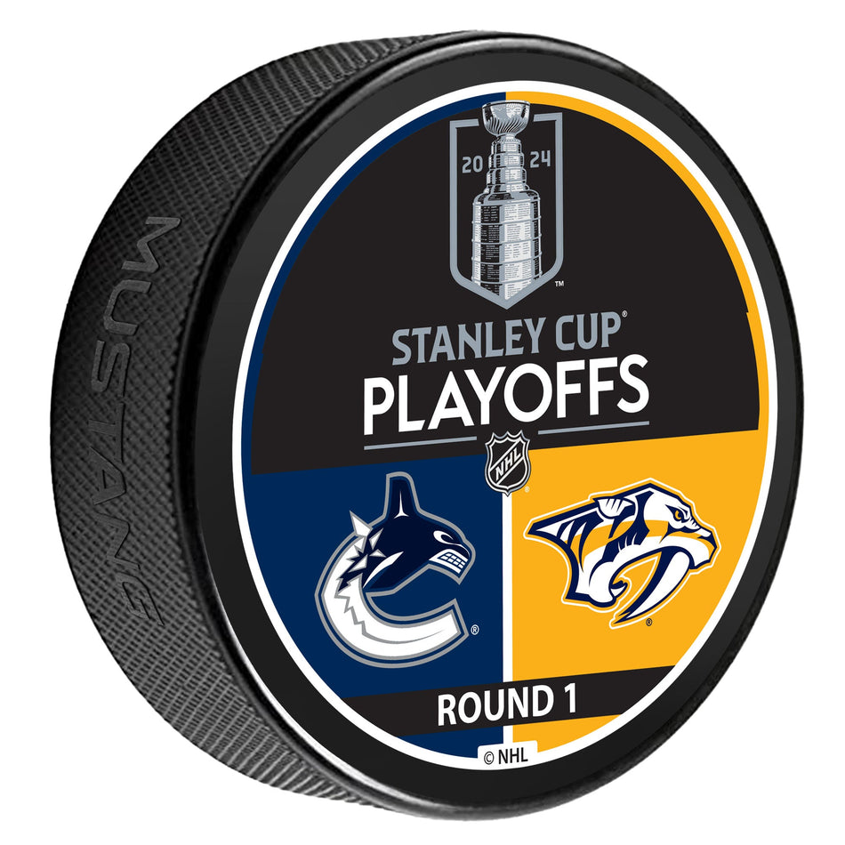 2024 NHL Stanley Cup Playoffs Puck | Vancouver Canucks / Nashville Predators Match Up
