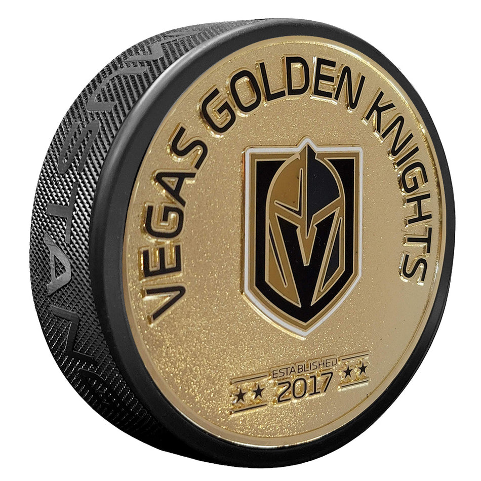 Vegas Golden Knights Puck - Established Gold Medallion
