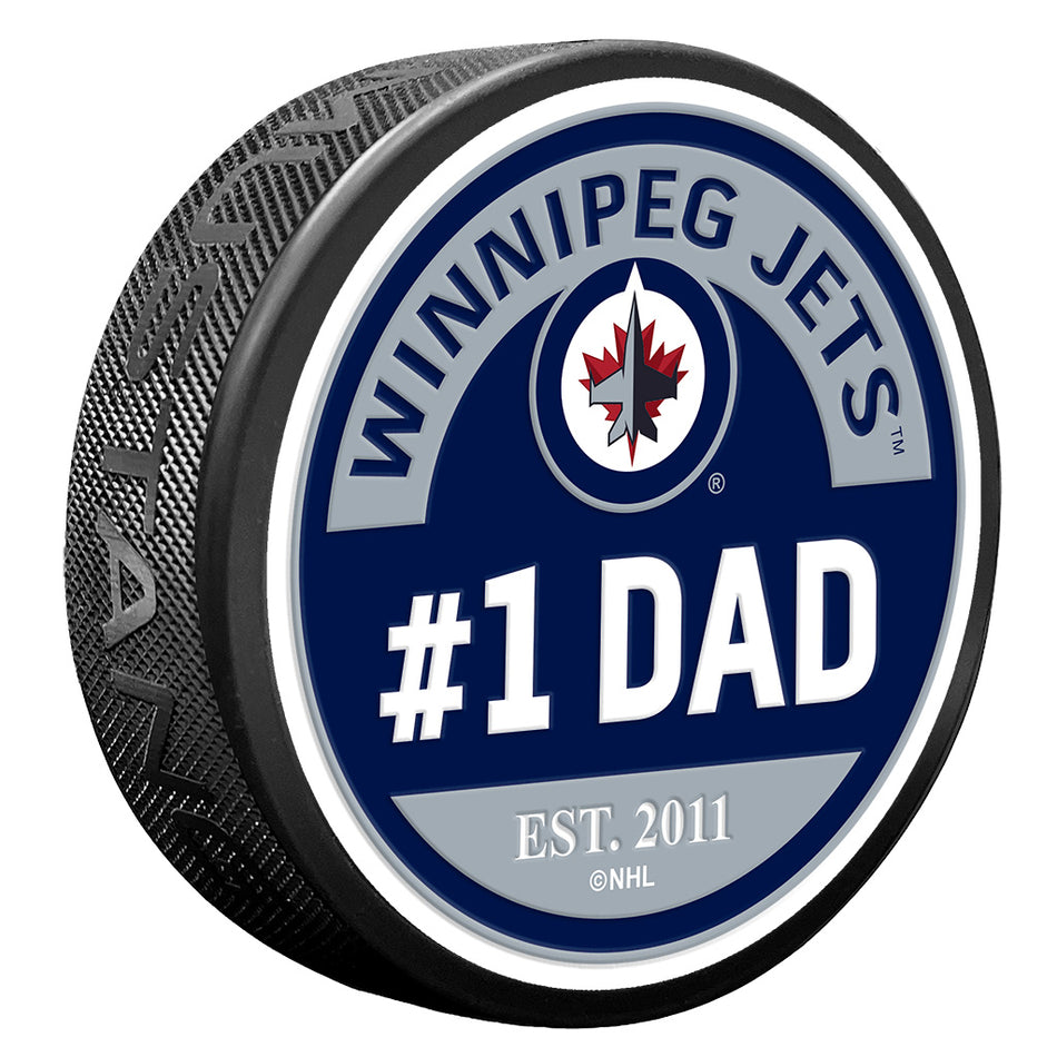 Winnipeg Jets Puck - #1 Dad Design