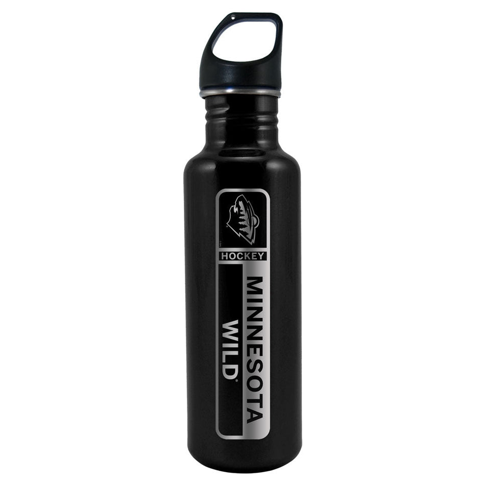 Minnesota Wild Water Bottle - Black Stainless Steel 26oz