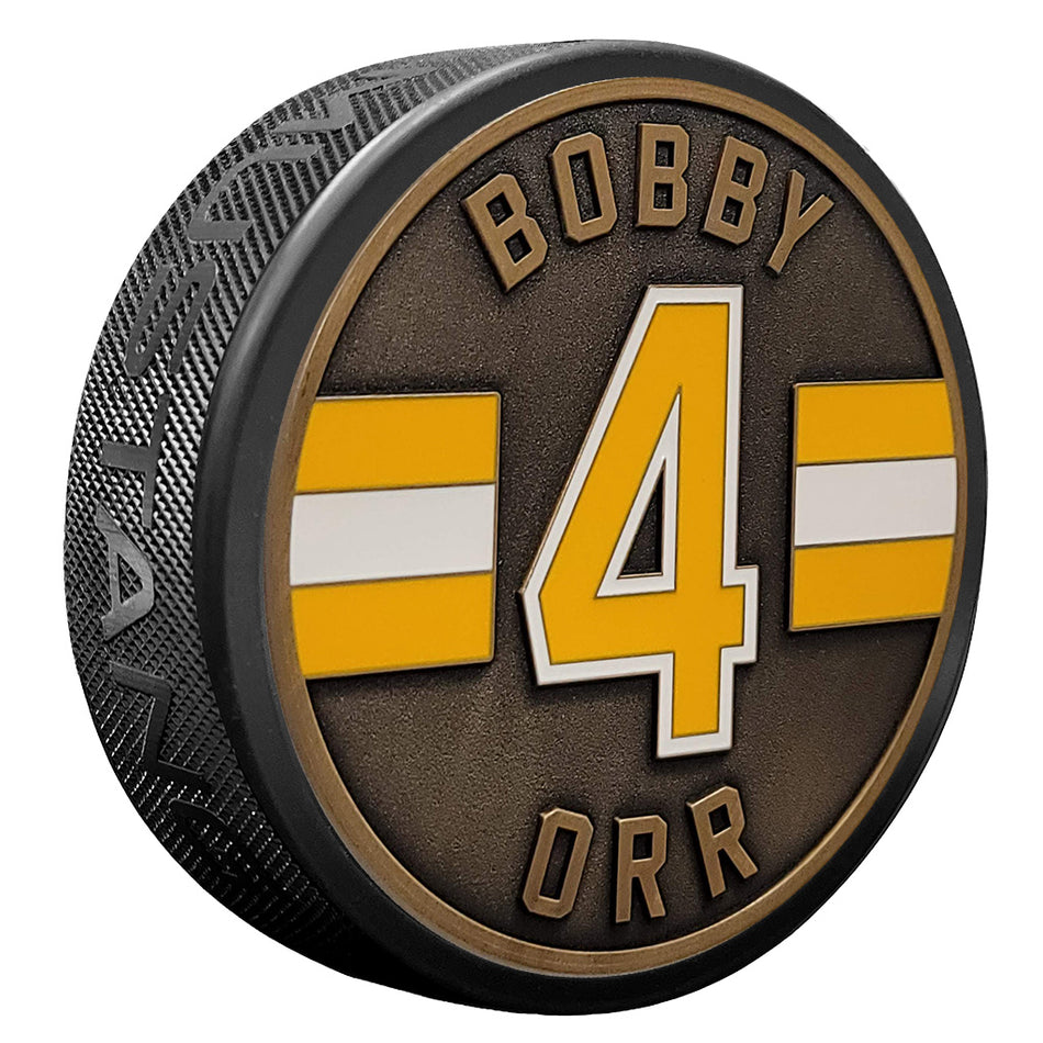 Bobby Orr Puck - Boston Bruins Bronze Medallion