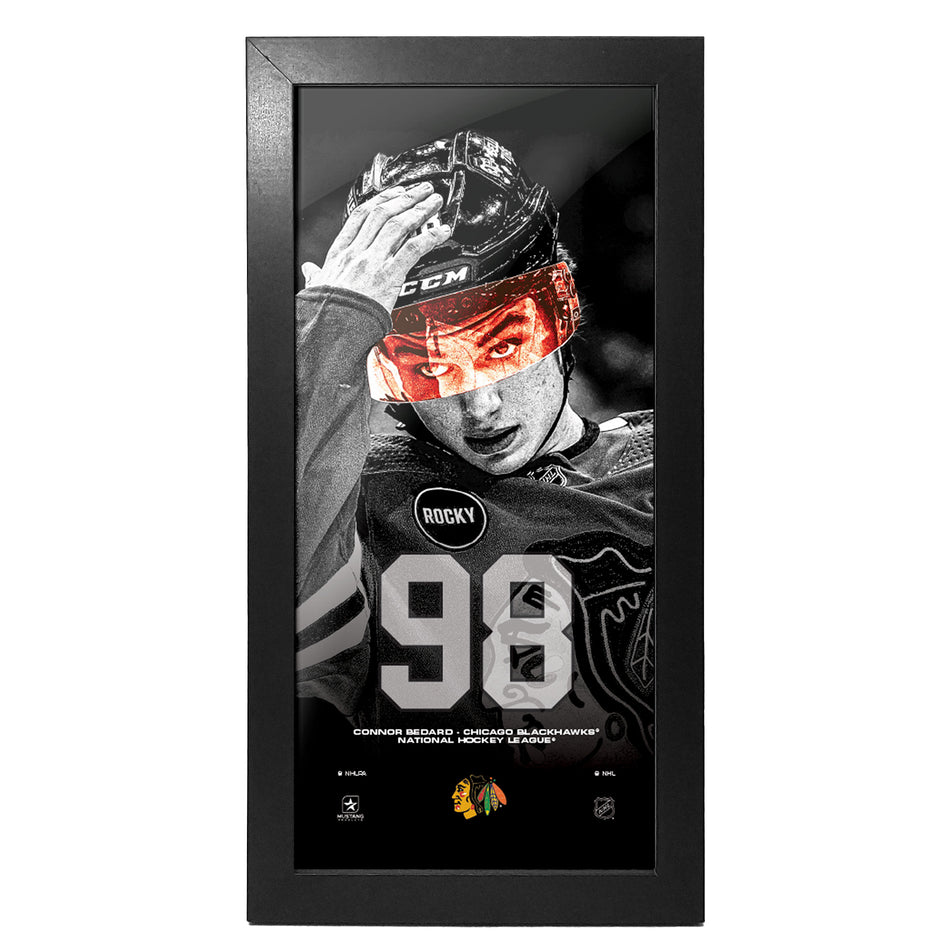 Chicago Blackhawks Wall Art | Connor Bedard Neon Frame 6" x 12"