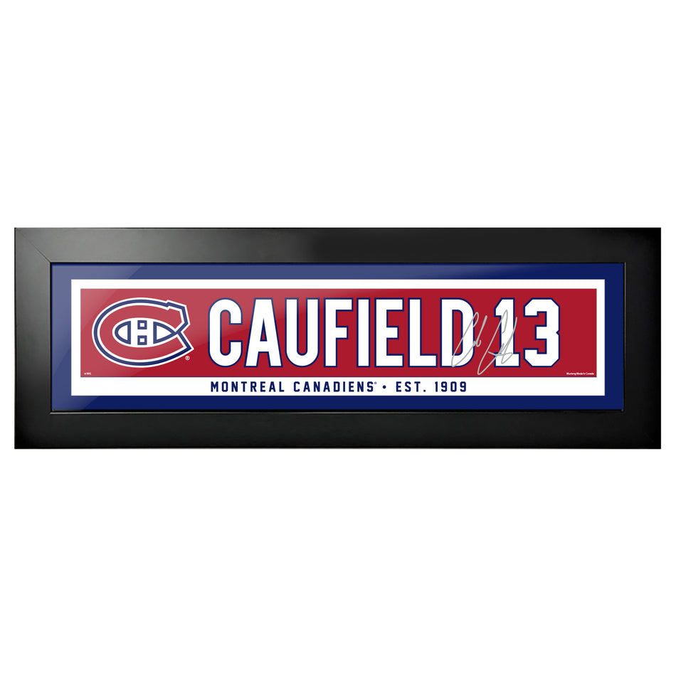 Montreal Canadiens Caufield Framed Player Name Bar with Replica Autograph