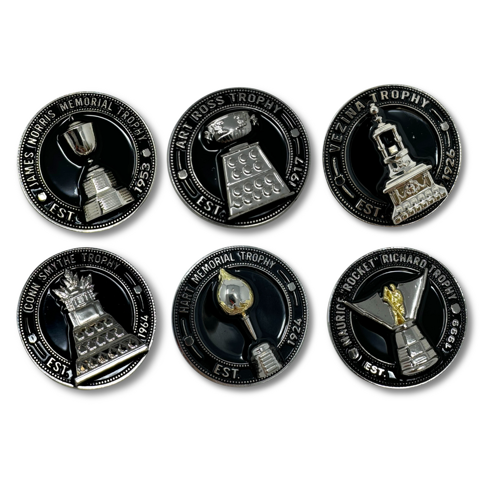 NHL Trophy Pin Set | 3D Silver Medallion 6-Piece