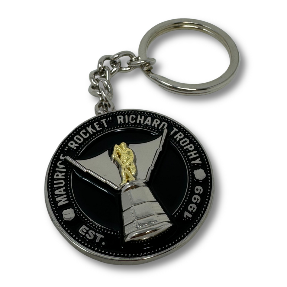 Rocket Richard Trophy Keychain | 3D Silver & Gold Medallion