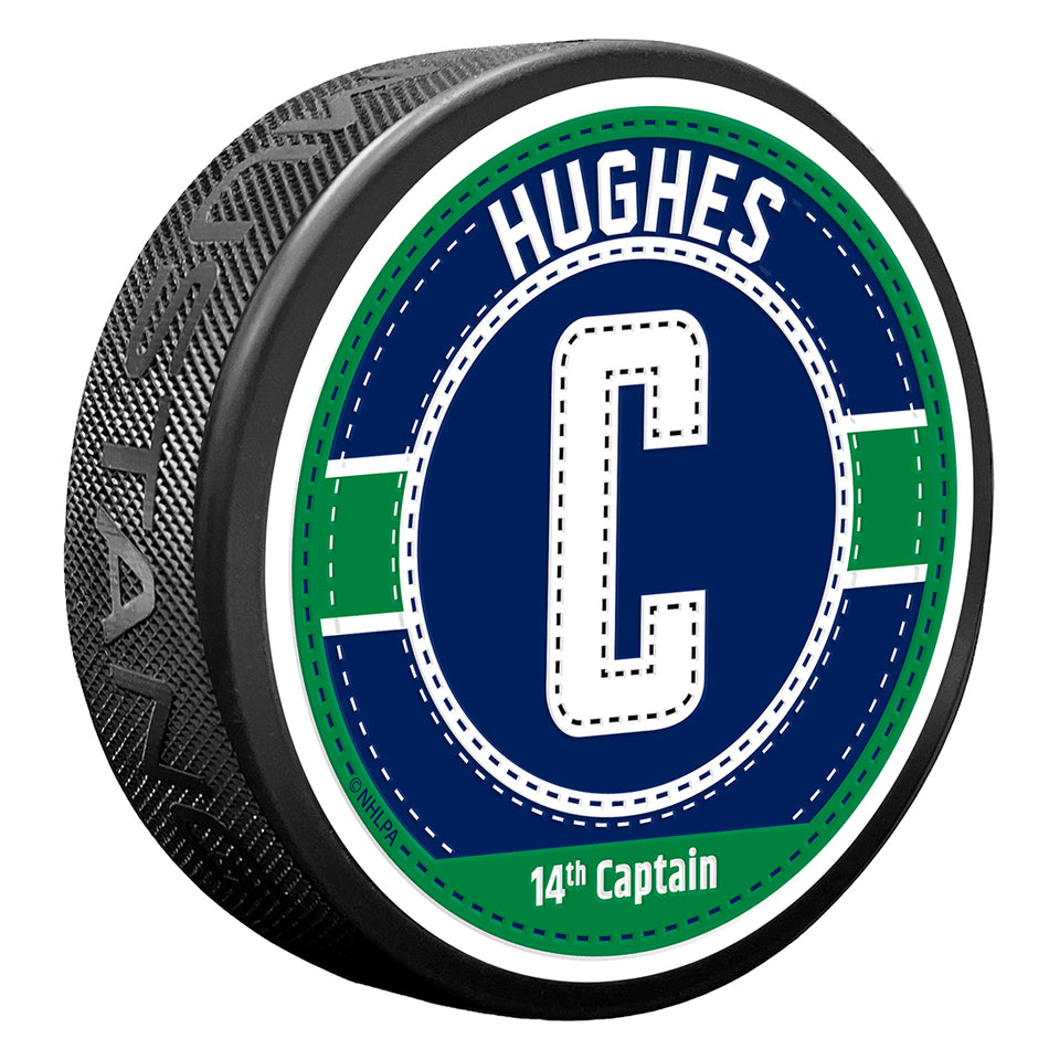 Quinn Hughes Puck | Captain Jersey Stitch