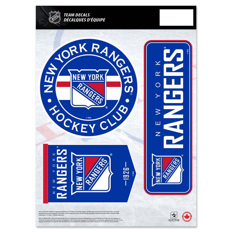 New York Rangers Fan Decal Set - 8" x 11"