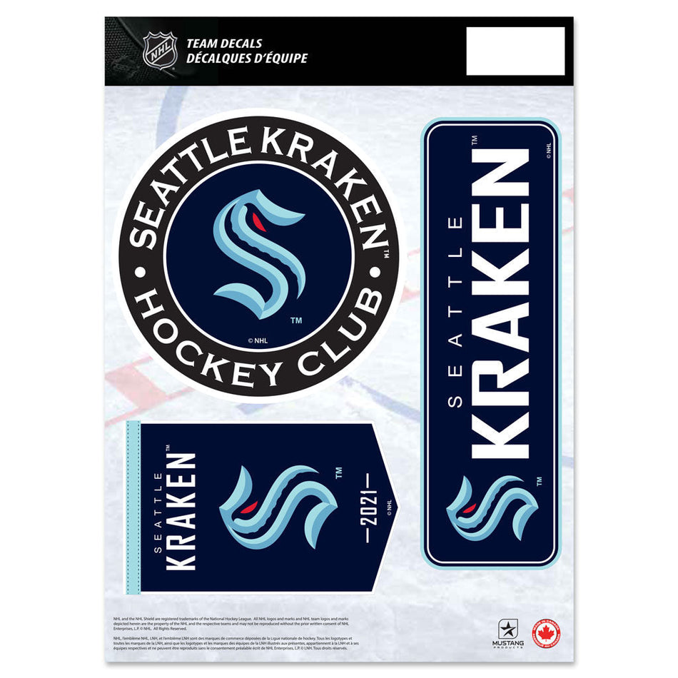 Seattle Kraken Fan Decal Set - 8" x 11"