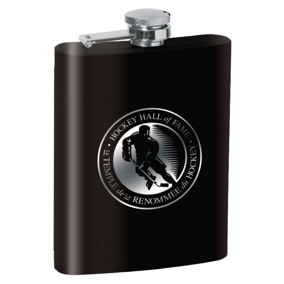 Hockey Hall of Fame Flask | Black Laser-Engraved 8 oz.