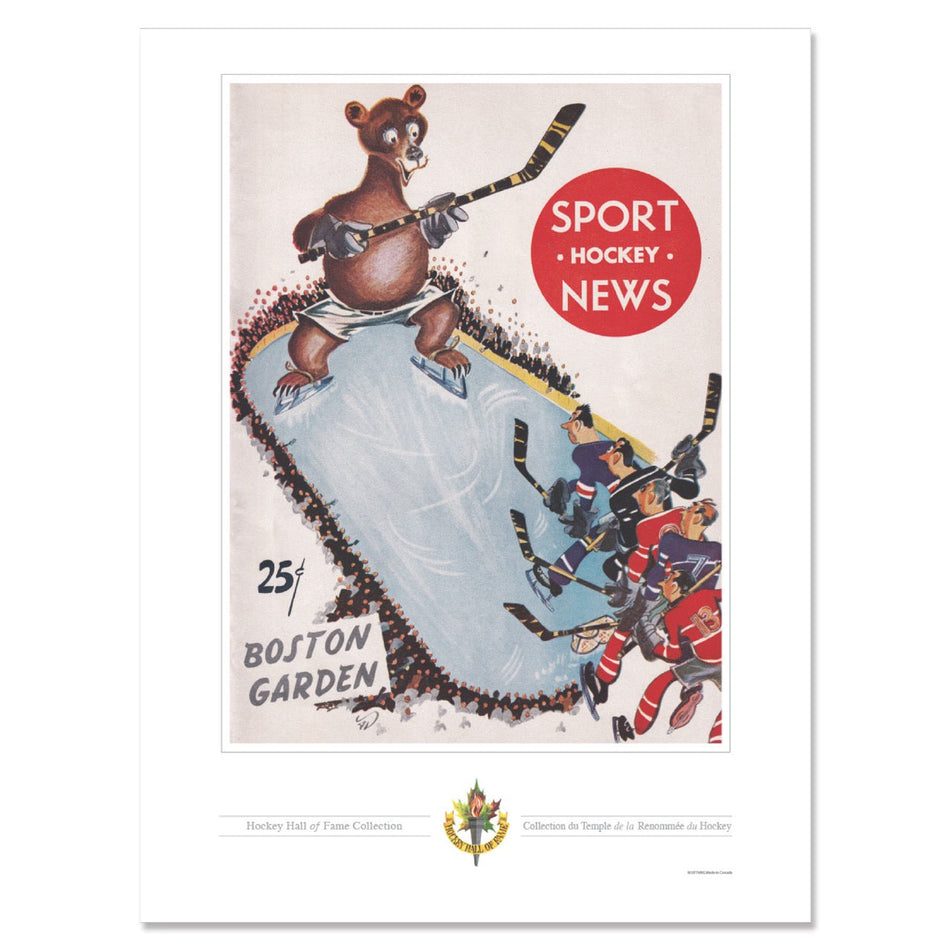 Boston Bruins Memorabilia - 12" x 16" Sport Hockey News Bear vs Players Program Cover Print