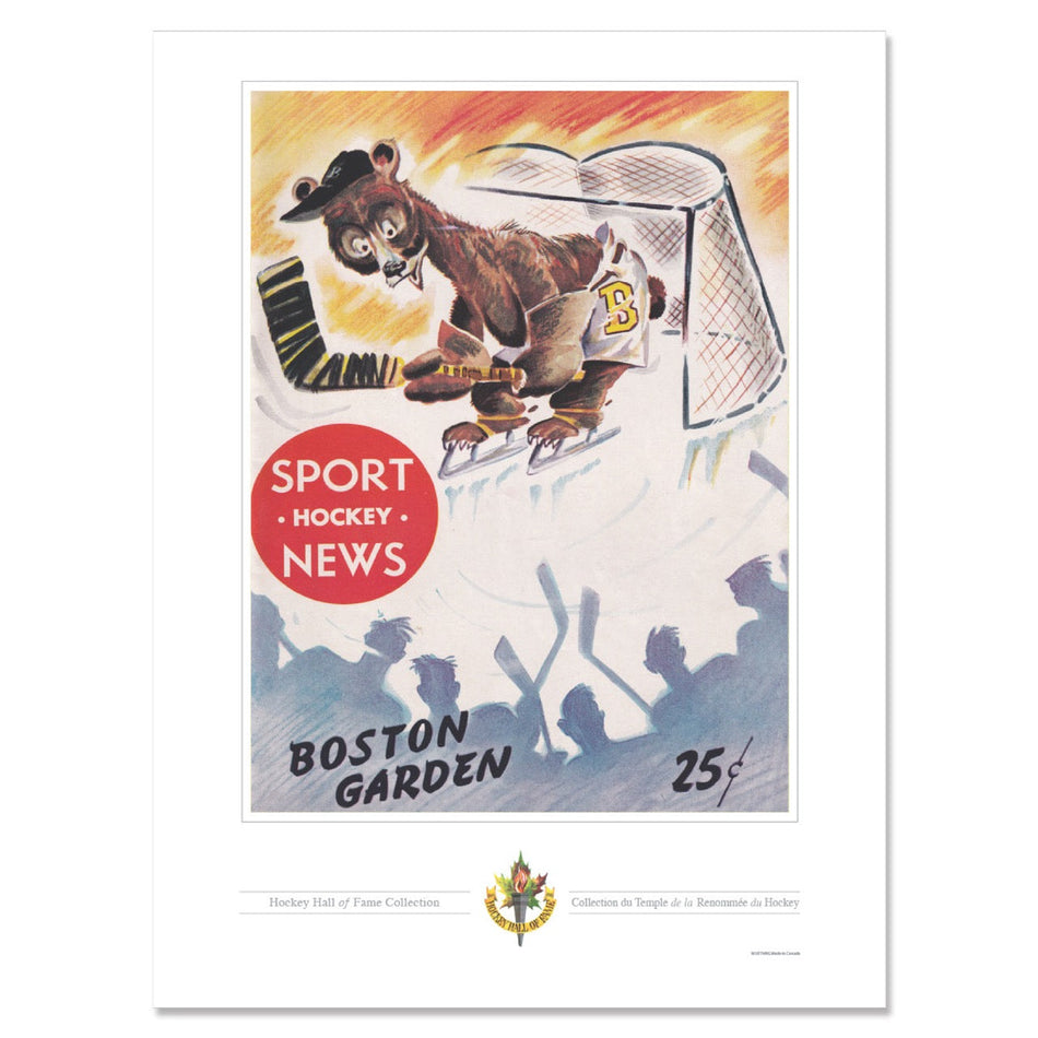 Boston Bruins Memorabilia - 12" x 16" Sports Hockey News Bear in Net Program Cover Print