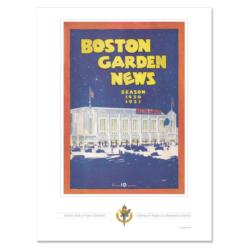 Boston Bruins Memorabilia - 12" x 16" 1930 Boston Garden News Program Cover Print