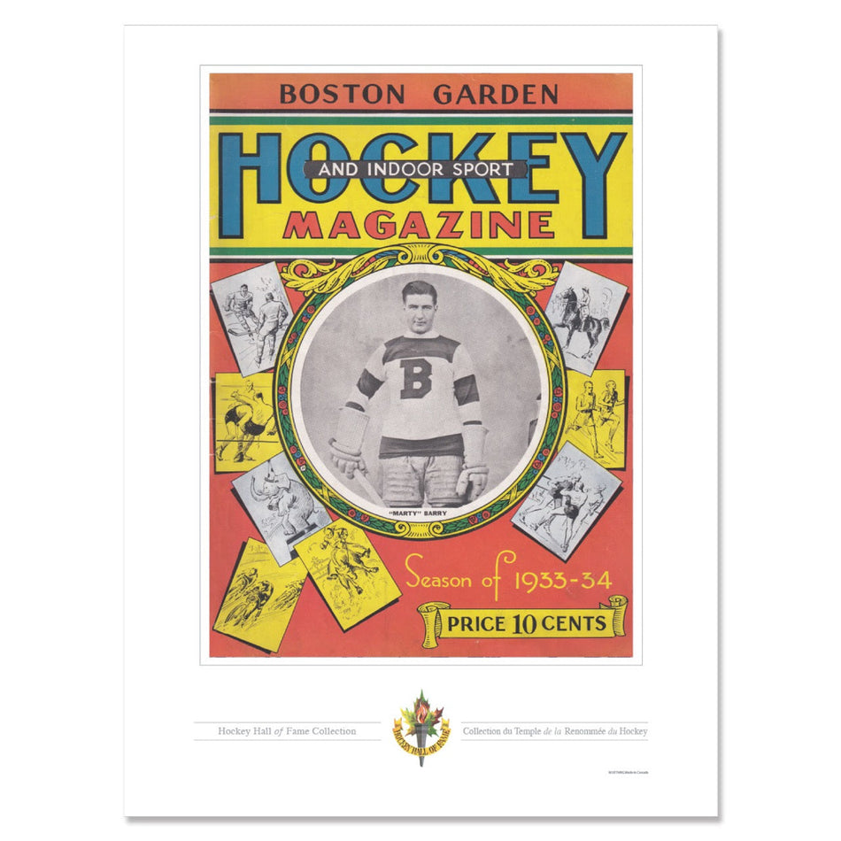 Boston Bruins Memorabilia - 12" x 16" 1933 Hockey Magazine Program Cover Print