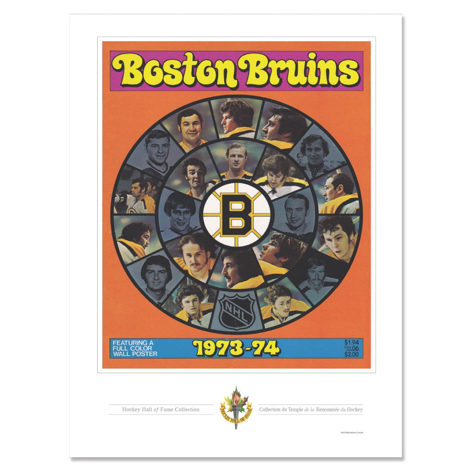Boston Bruins Memorabilia - 12" x 16" 1973 Season Player Wheel Program Cover Print