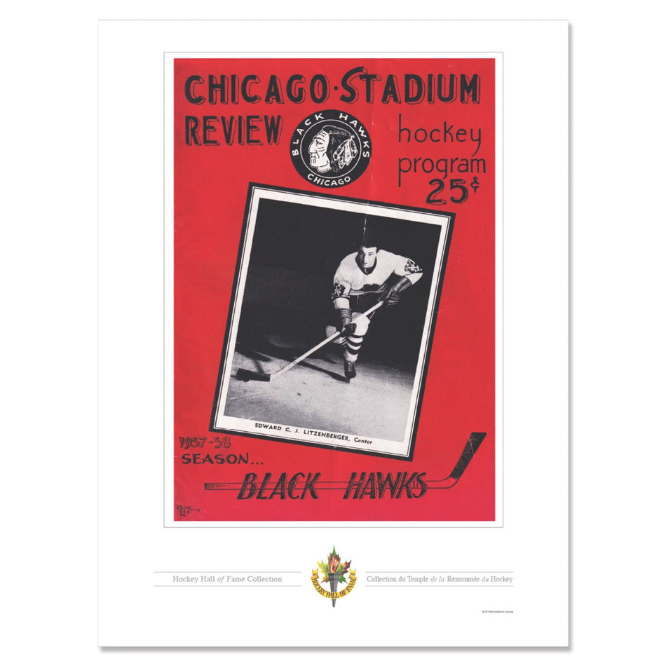 Chicago Blackhawks Memorabilia - 12" x 16" 1957 Chicago Stadium Review Program Cover Print