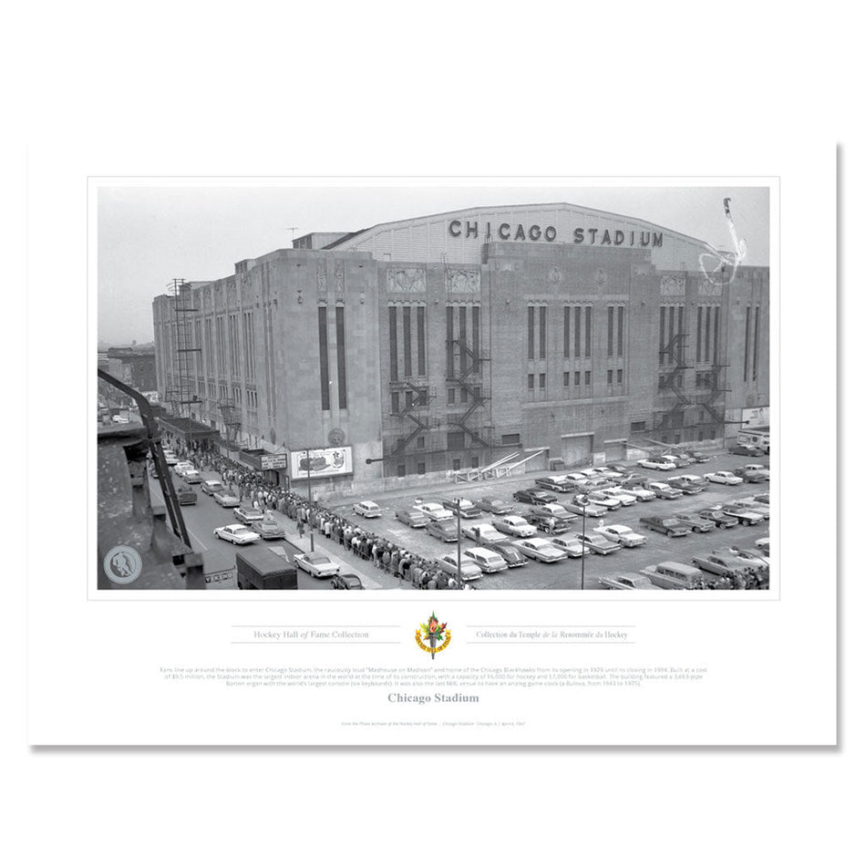 Legends of Hockey Chicago Blackhawks Memorabilia - Madhouse on Madison Black & White Classic - 12" x 16" Print