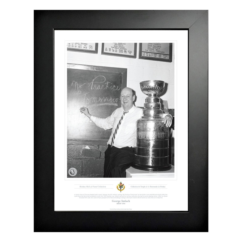Legends of Hockey - Toronto Maple Leafs Memorabilia - 1963 No Practice Tomorrow Black & White Frame - 12" x 16"
