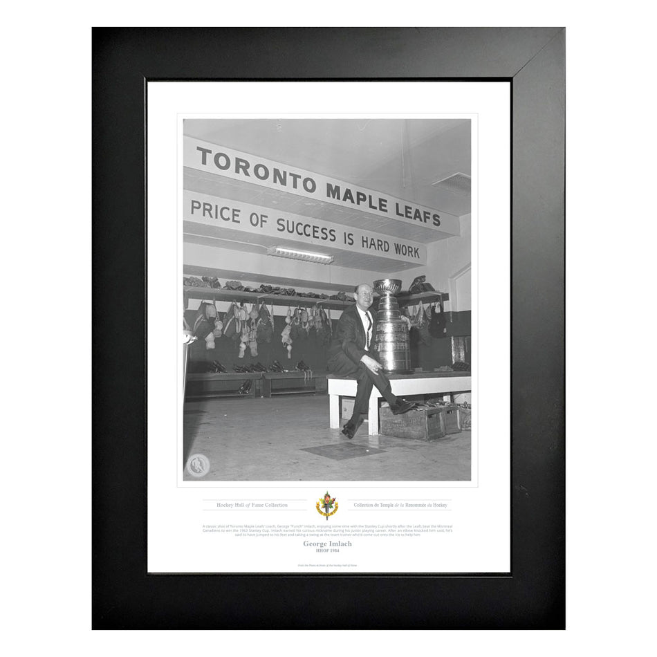 Legends of Hockey - Toronto Maple Leafs Memorabilia - 1963 Stanley Cup Locker Room Black & White Frame - 12" x 16"
