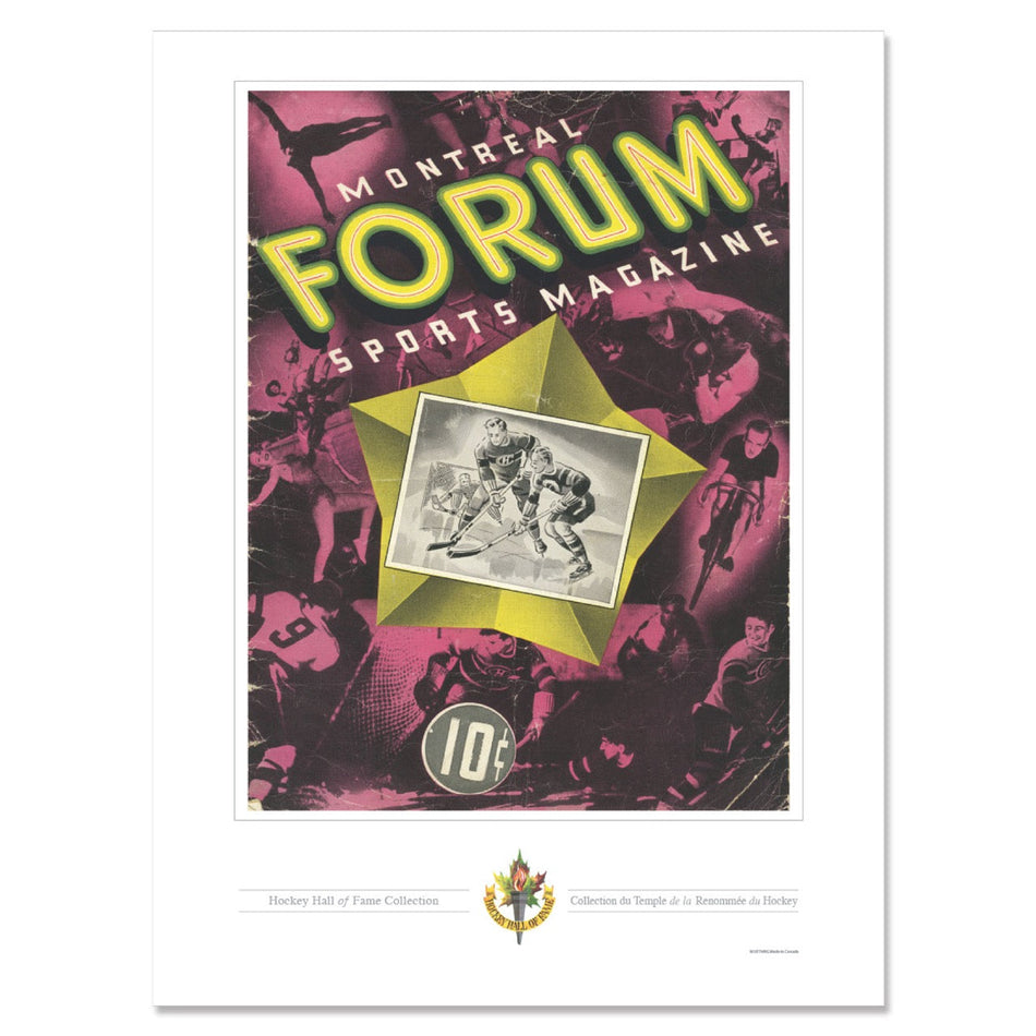Montreal Canadiens Program Cover Replica Print - Montreal Forum Pink & Yellow Star