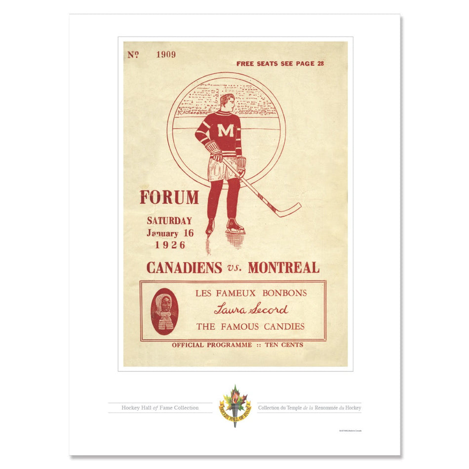 Montreal Canadiens Program Cover Replica Print - Forum Sports Magazine Canadiens vs. Montreal 1926