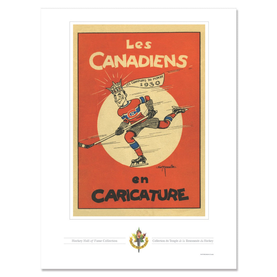 Montreal Canadiens Program Cover Replica Print - Les Canadiens en Caricature 1930