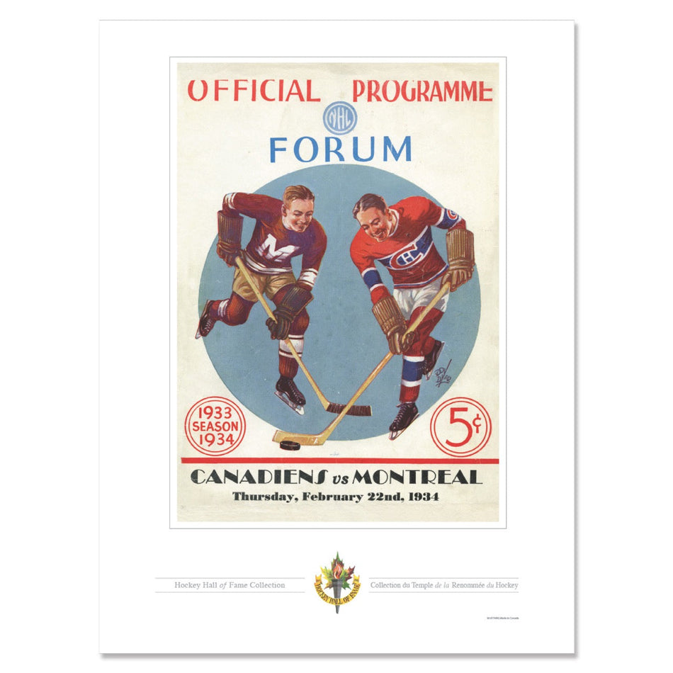 Montreal Canadiens Program Cover Replica Print - Forum Offical Program Candiens vs. Montreal 1934