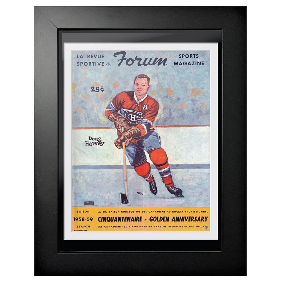 Montreal Canadiens Program Cover - Forum Sports Magazine Doug Harvey 1958