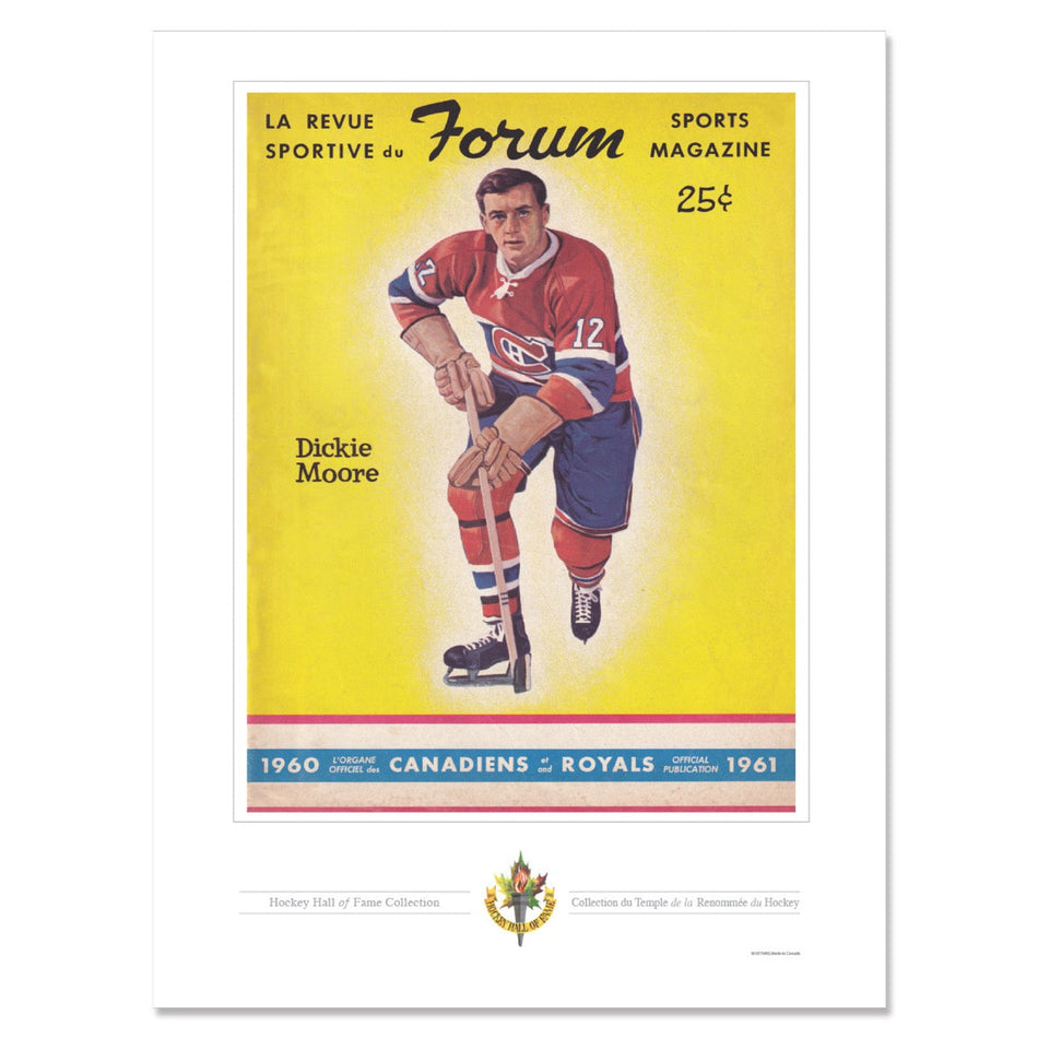 Montreal Canadiens Program Cover Replica Print - Forum Sports Magazine Dickie Moore 1960