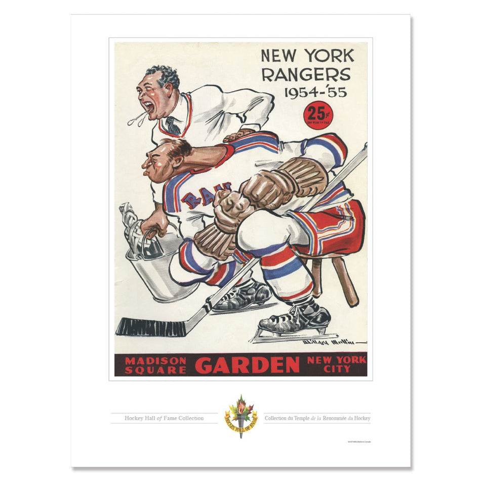 New York Rangers Program Cover Replica Print - Madison Square Garden on Ice Cartoon