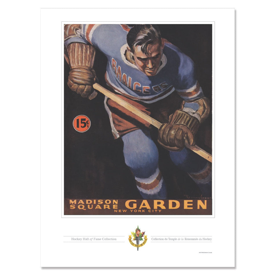 New York Rangers Program Cover Replica Print - Madison Square Garden Player Rush 1942