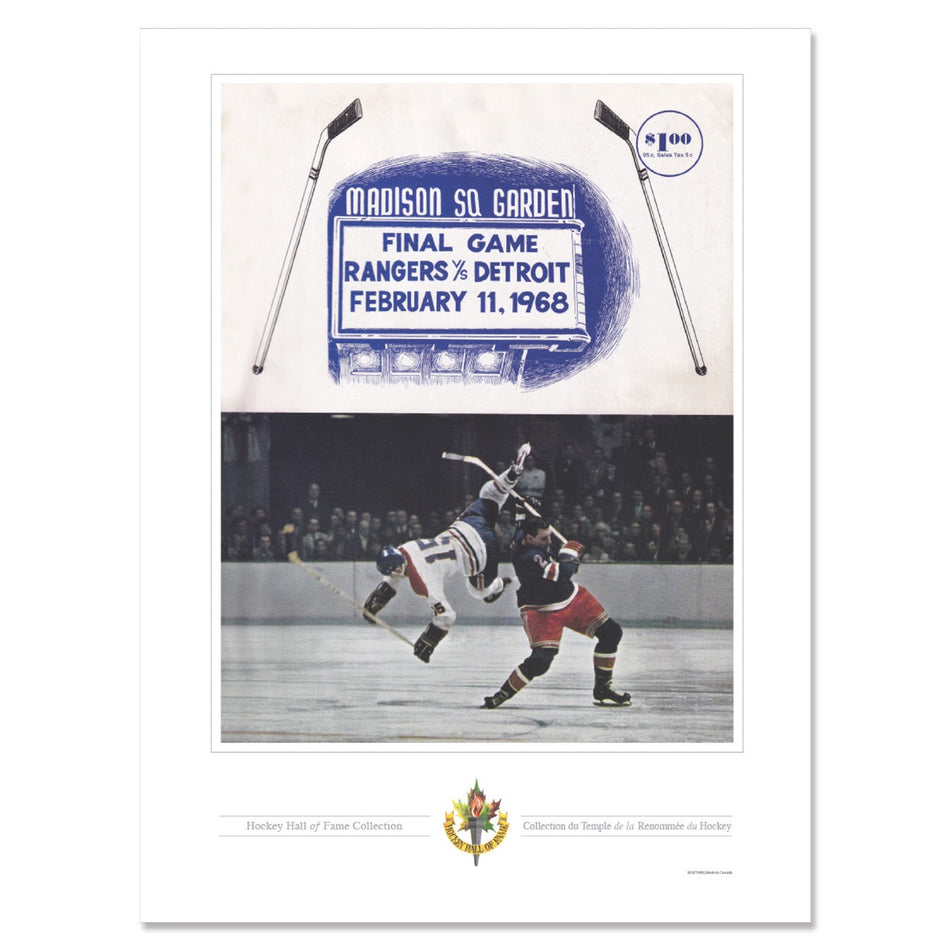 New York Rangers Program Cover Replica Print - Madison Square Garden Final Game 1968 vs. Detroit