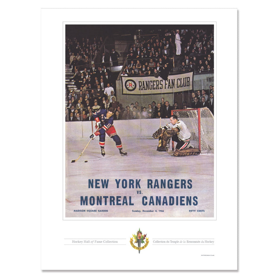 New York Rangers Program Cover Replica Print - New York vs Montreal Canadiens