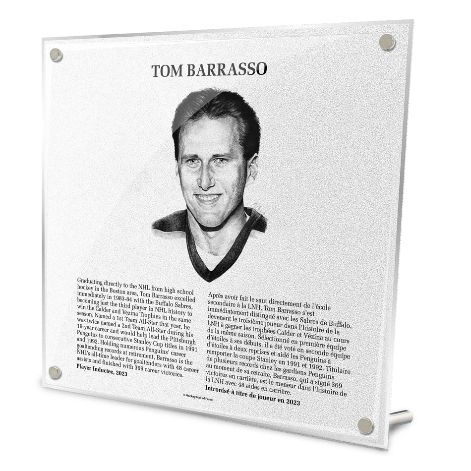 Hockey Hall of Fame Plaque | Tom Barrasso Plaque 9" x 9"