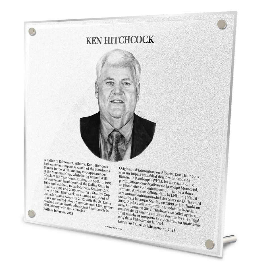 Hockey Hall of Fame Plaque | Ken Hitchcock 9" x 9"