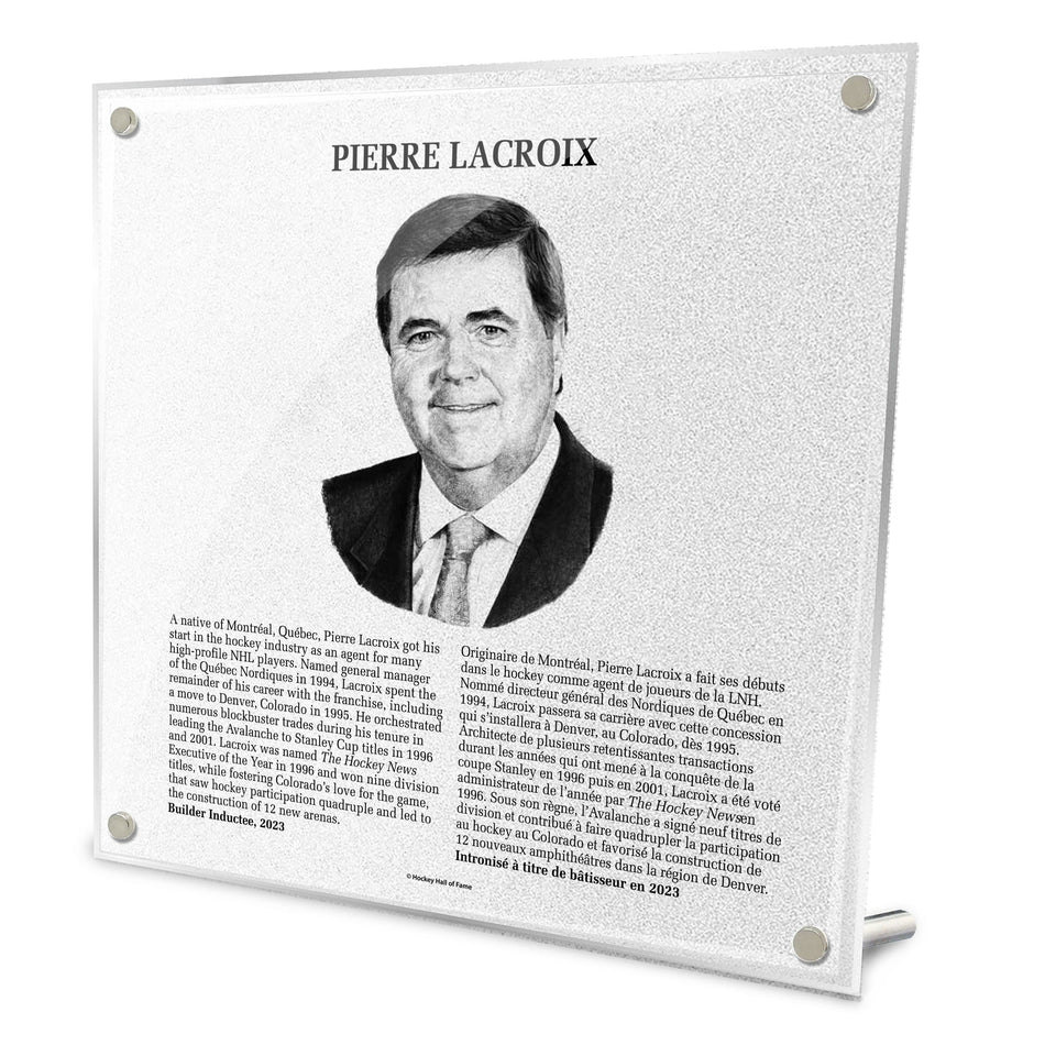 Hockey Hall of Fame Plaque | Pierre Lacroix 9" x 9"