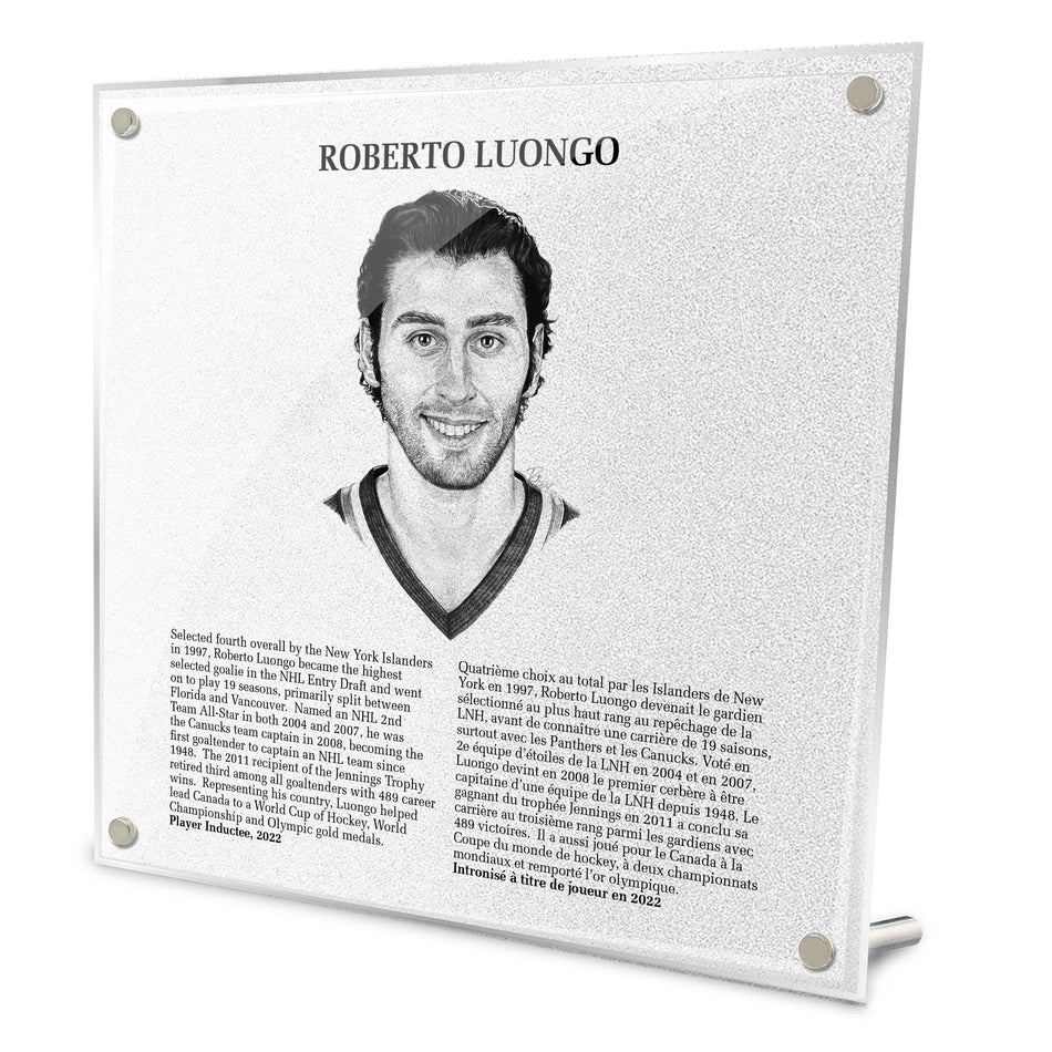 Hockey Hall of Fame Plaque | Roberto Luongo 9" x 9"